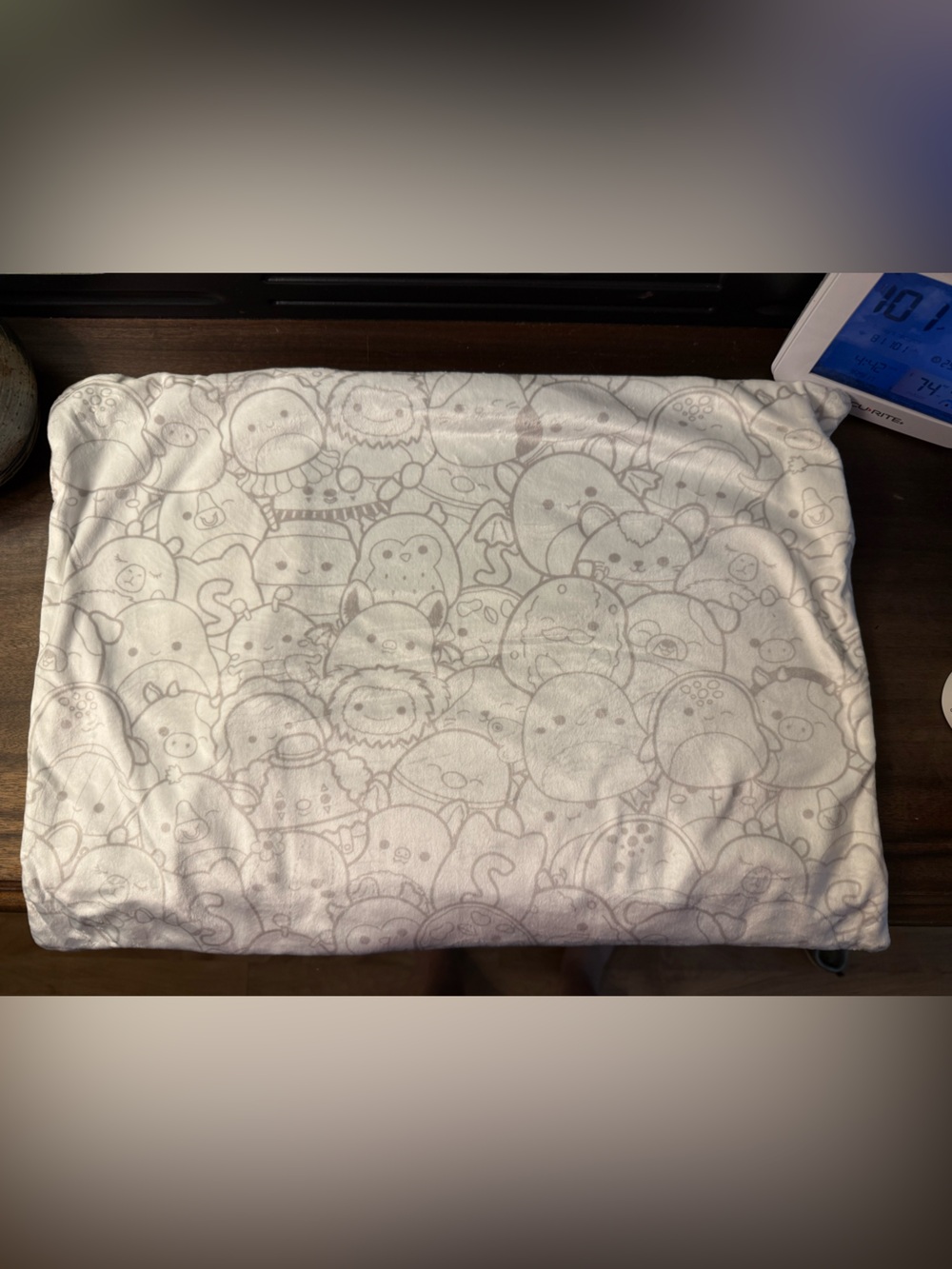 Squishmallows White Plush Pillow Case with Character Outline Print